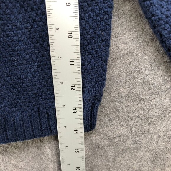 Janie and Jack Boys 2T Shawl Collar Sweater Fisherman Navy Blue Wool Blend Cable - Picture 5 of 8